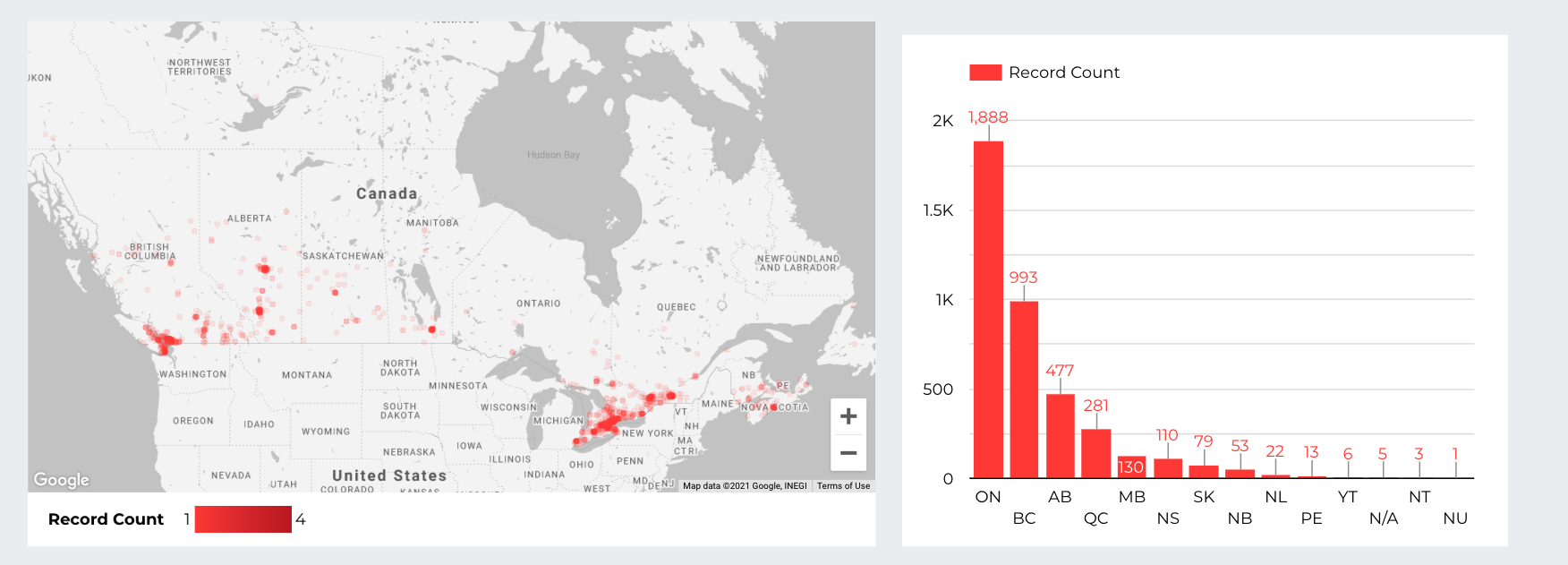 A map of Canada shows the approximate geographic locations of survey respondents, which appear in every province and territory and in urban, rural, and remote areas.  