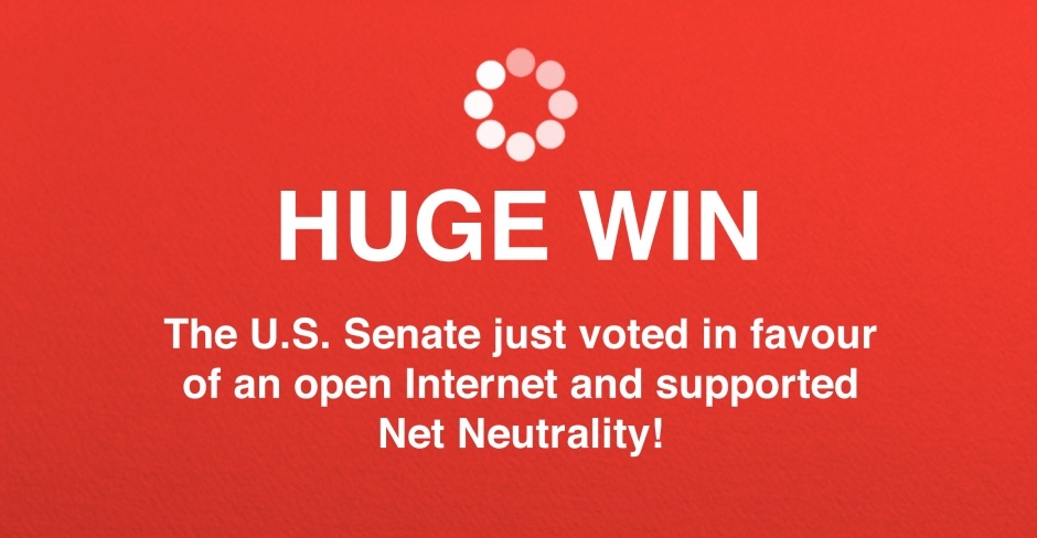 Image for Huge win for open Internet as U.S. Senate votes to restore Net Neutrality protections
