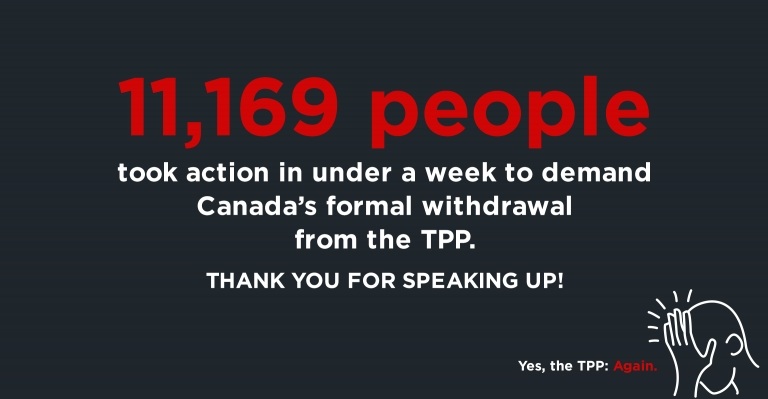 Image for Over 11,000 Canadians have spoken: NO to pursuing TPP negotiations