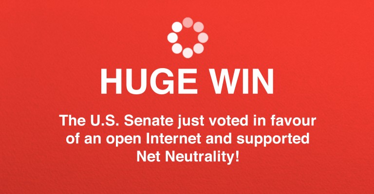 Image for Huge win for open Internet as U.S. Senate votes to restore Net Neutrality protections