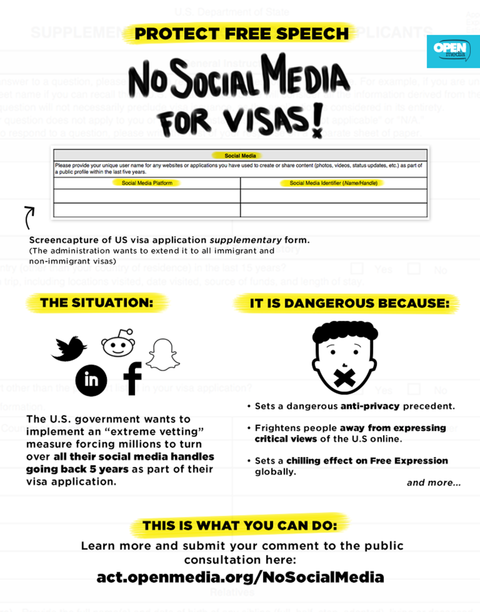 Image for Why asking for social media information for US visas is a danger to free expression world-wide