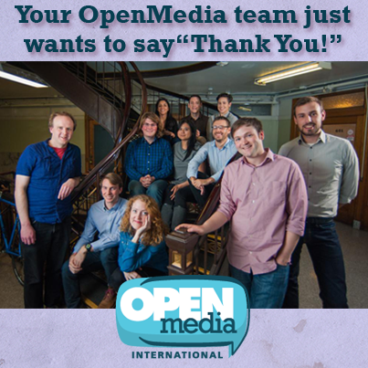 Image for A heartfelt thanks from your OpenMedia team