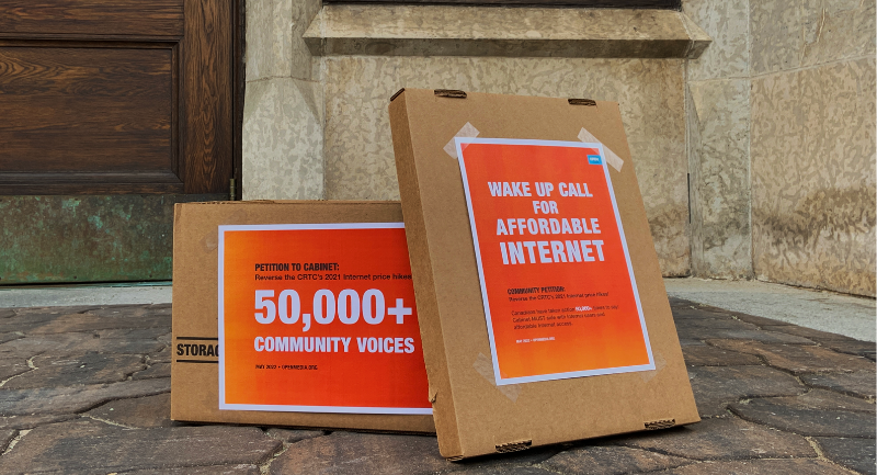 Image for Your voice, DELIVERED: OpenMedia community speaks out 50,000+ times demanding Cabinet reverse the CRTC’s Internet price hikes!