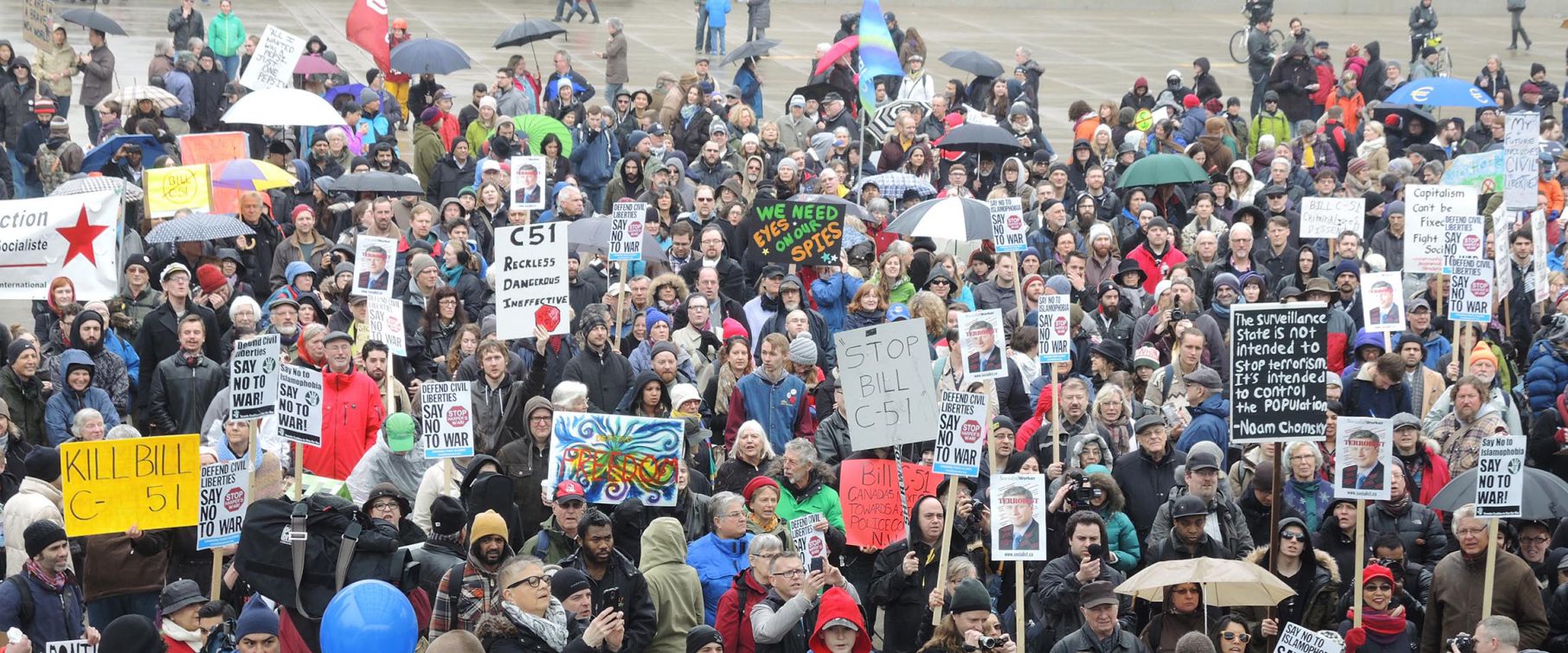 Protestors speaking out about Bill C-51