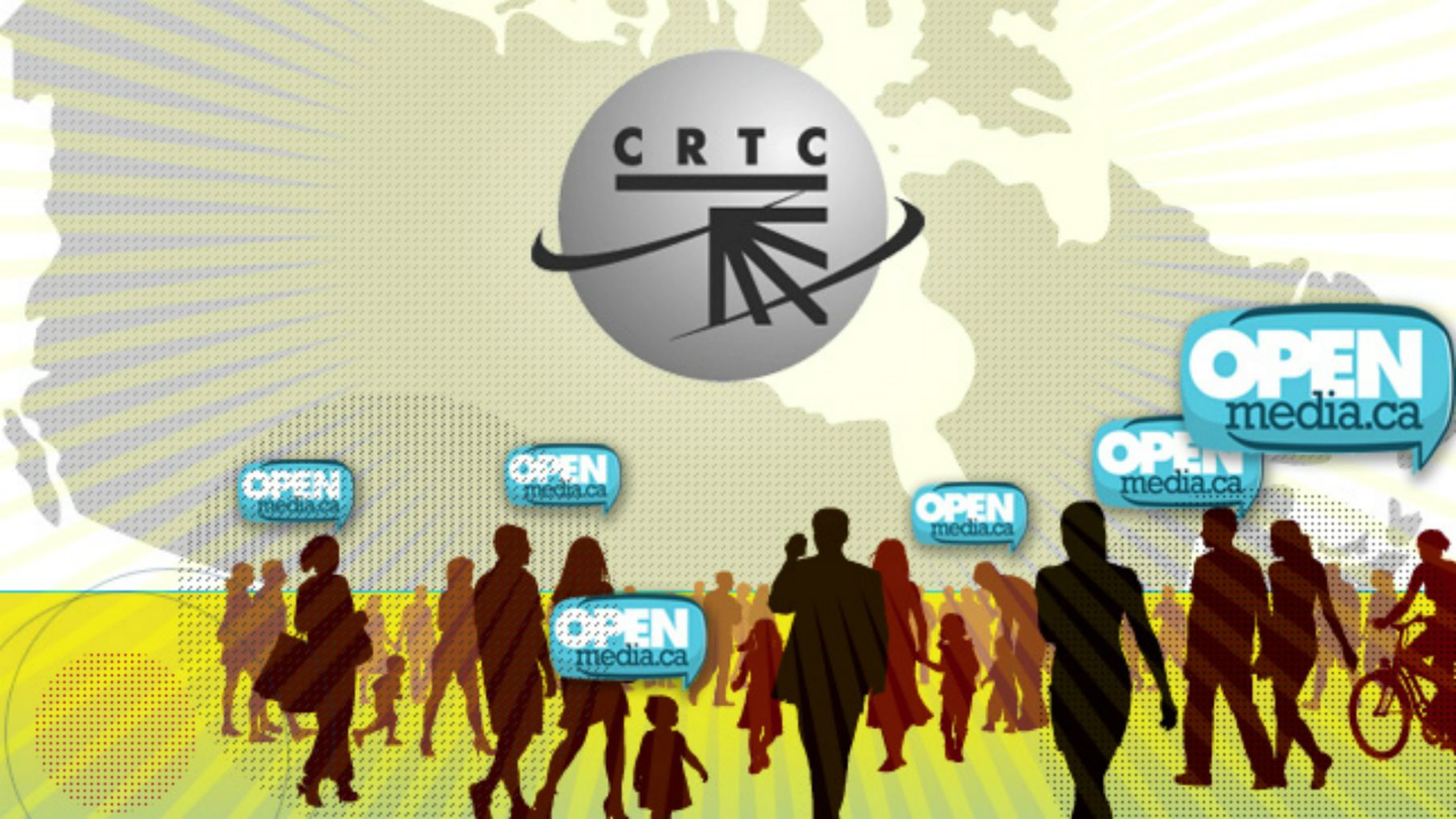 OpenMedia supporters gathering to give feedback to the CRTC.