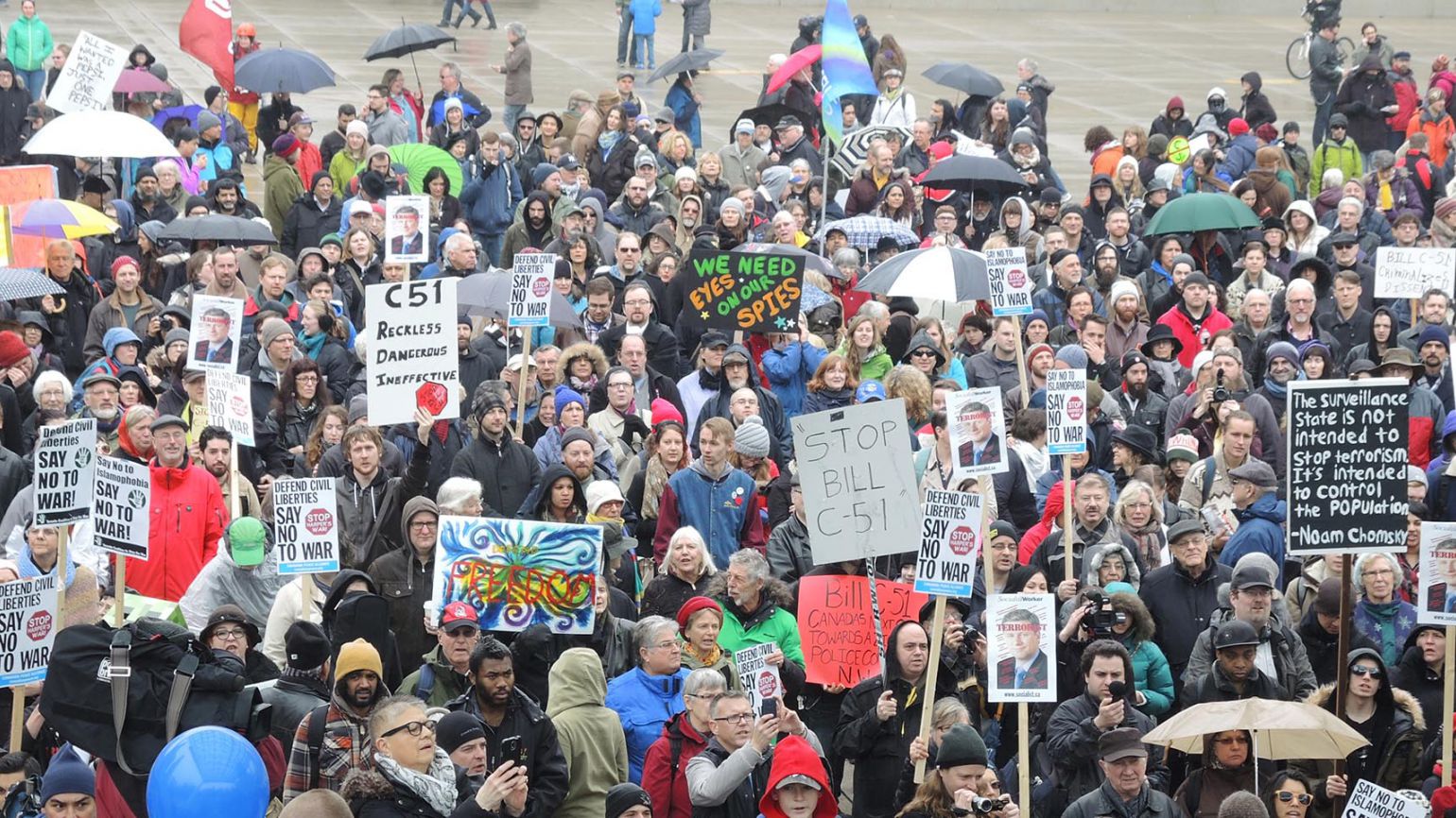 Protestors speaking out about Bill C-51